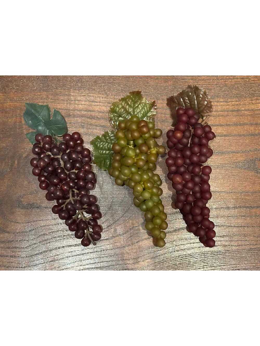 Vintage Set of Bunches of Fake Plastic Grapes, Various Colors and Sizes
